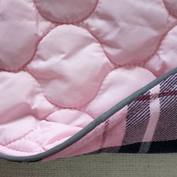 Dog Coat Pastel Pink Plaid NWOT Size M Reversible to Solid Pastel Pink - Picture 7 of 11